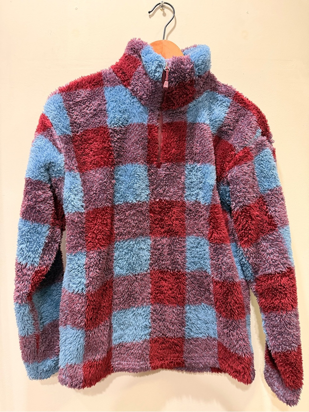 Eddie Bauer Ultra Plush Sherpa Fleece 1/4 Zip Plaid S